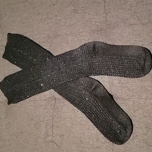 Victorias Secret Cashmere Waffle Knit Sequin Socks Dark Charcoal Sz. XS/S